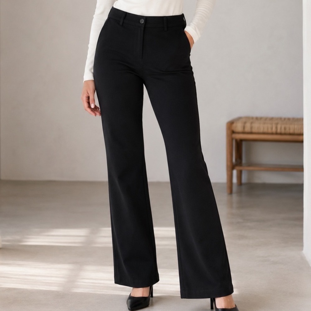Betabrand Dress Pant Yoga Pants Womens Medium Black Bootcut Stretch W0104-BK A4